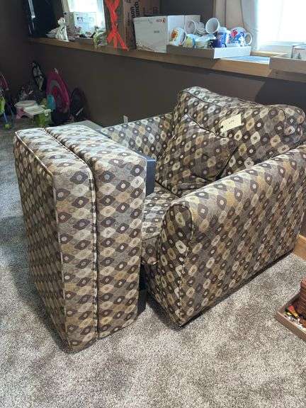 Upholstered Armchair (40" x 36" x 35") with Ottoman (33" x 22" x 16") image