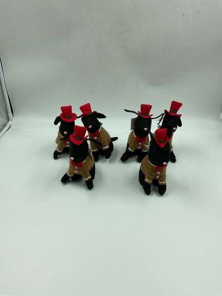Set of 6 Dapper Felt Sheep Ornaments image