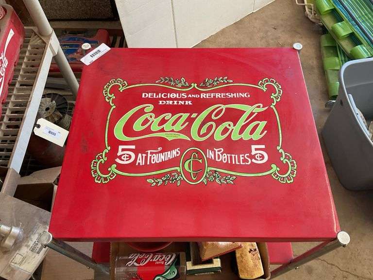 Coca-Cola Advertising Metal Rolling Cart, 18-1/2" x 17" x 31" image