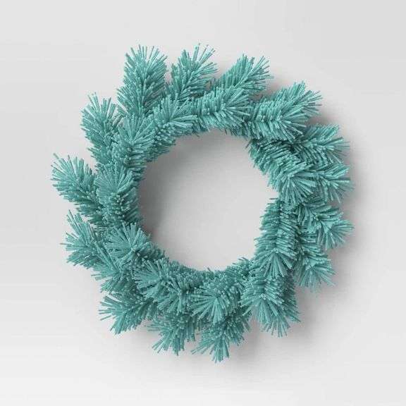 Teal Faux Pine Wreath image