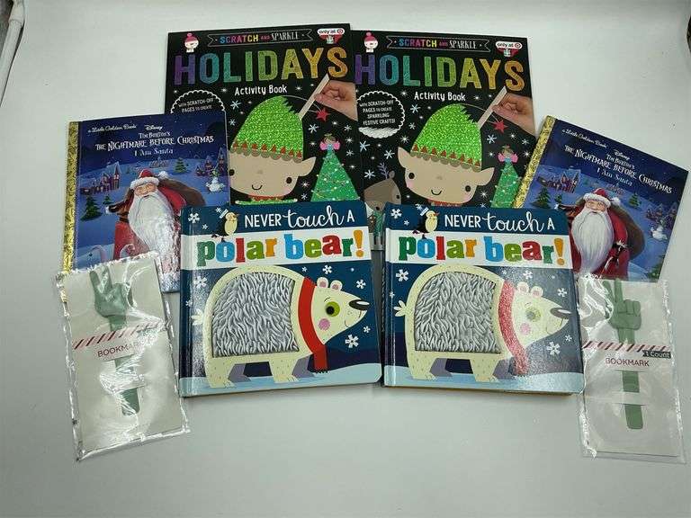 Children's Book Lot: Holidays Activity Book, Never Touch a Polar Bear, and Nightmare Before Christmas image