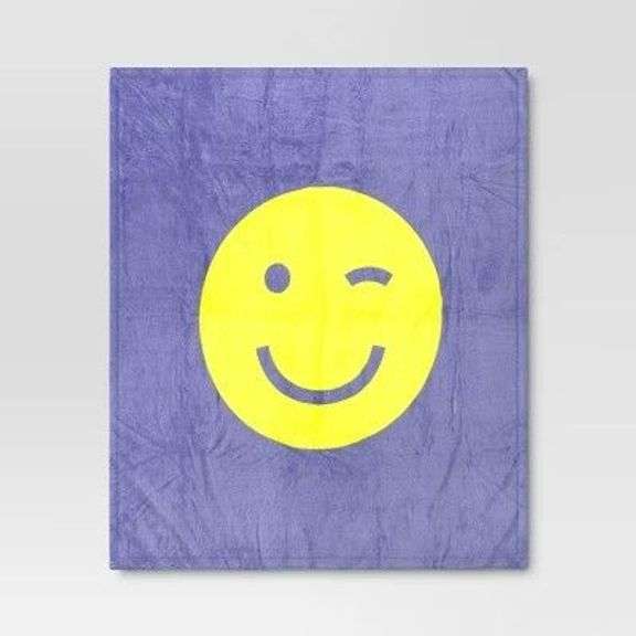 Purple Throw Blanket with Emoji Design image
