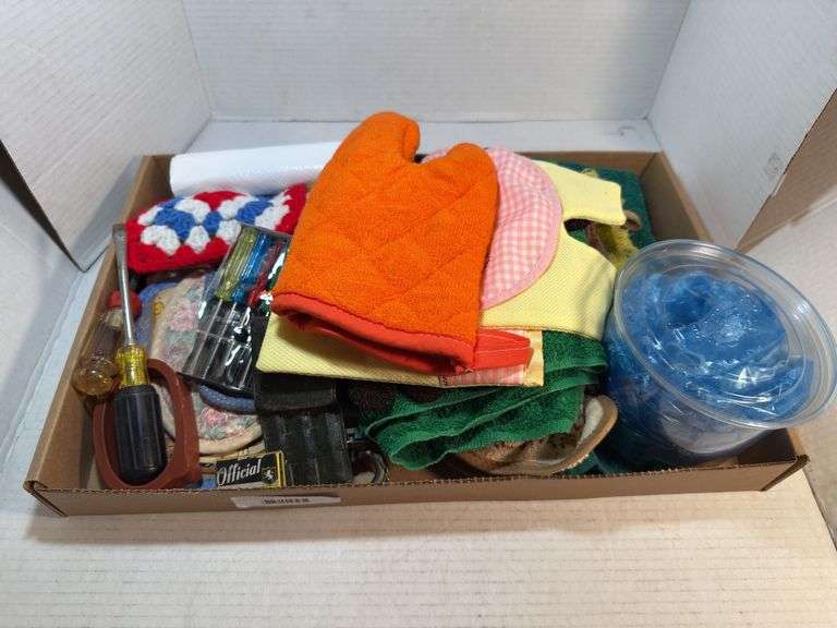 Box Lot of Assorted Household Items, Tools, and Kitchen Supplies image
