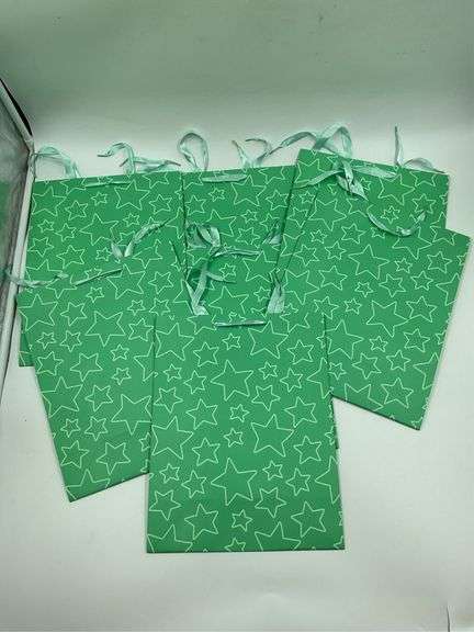 Lot of Green Star Patterned Gift Bags image
