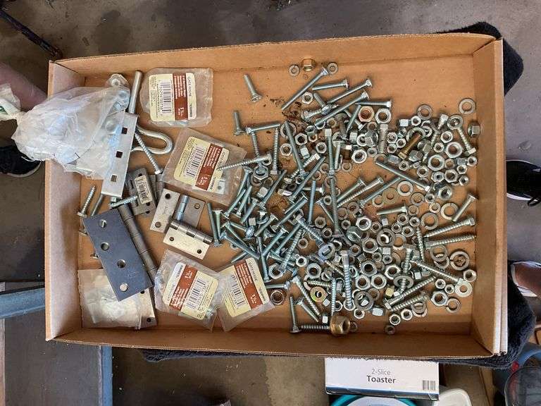 Mixed Lot of Hardware, Screws, Bolts and Hinges image