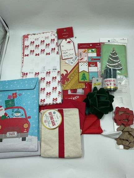 Holiday Gift Wrapping Supplies Lot: Bags, Paper, Tags, and More image