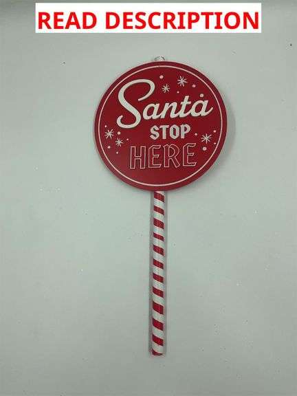 Santa Stop Here Sign with Candy Cane Stick image