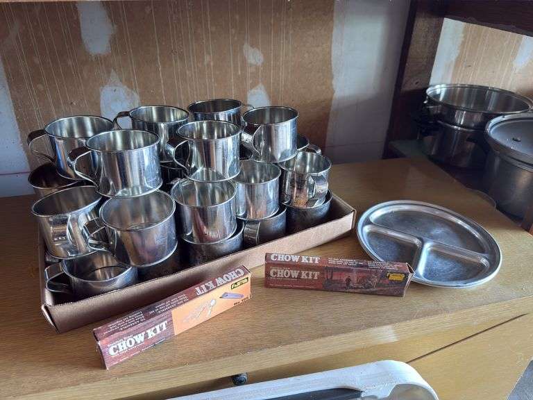 Bulk Lot of Stainless Steel Mugs, Plates & Chow Kits image
