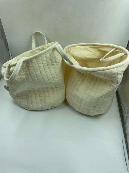 Pair of Quilted Fabric Storage Baskets image
