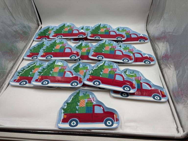 Red Truck Christmas Tree and Gifts Plate Set image