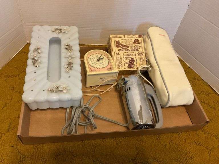 Mixed Lot: Home Decor, Clock, Steamer, & Kitchen Mixer image