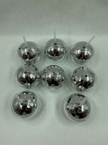 Set of Nine Disco Ball Cups with Straws image