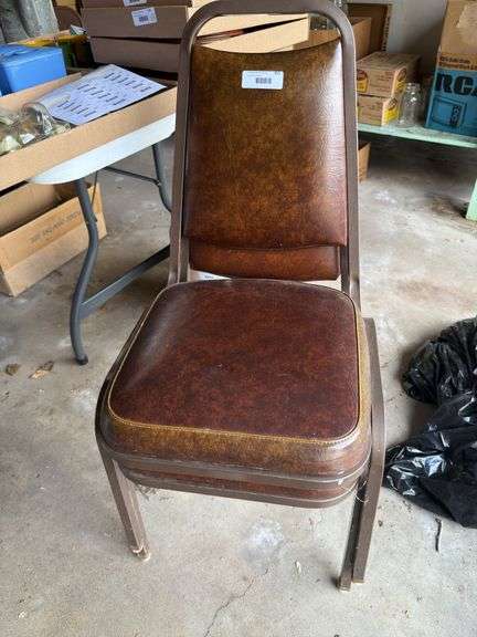 Set of 2 Brown Vinyl Stackable Chairs image
