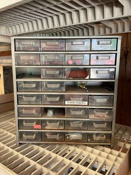 Industrial Metal Parts Cabinet with Assorted Hardware image