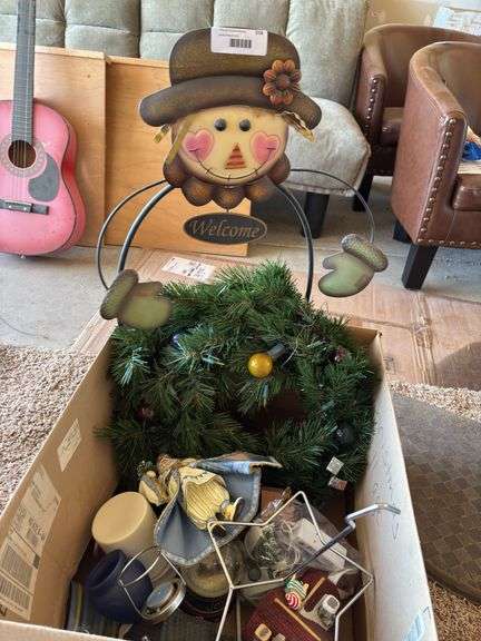 Box Lot of Various Holiday & Home Decor Items image