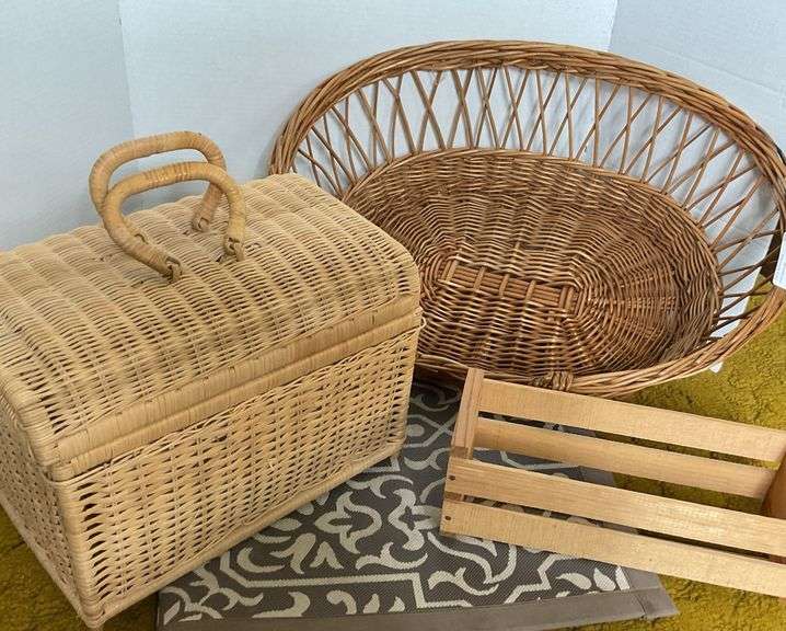 Woven Picnic Basket, Wicker Tray, and Decorative Mat Collection image