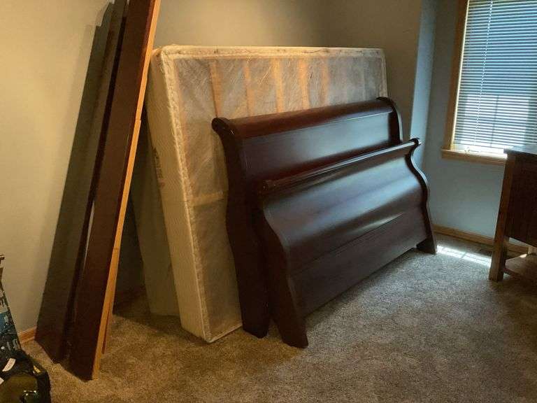 Queen Size Sleigh Bed Frame (65" x 47") with Mattress image
