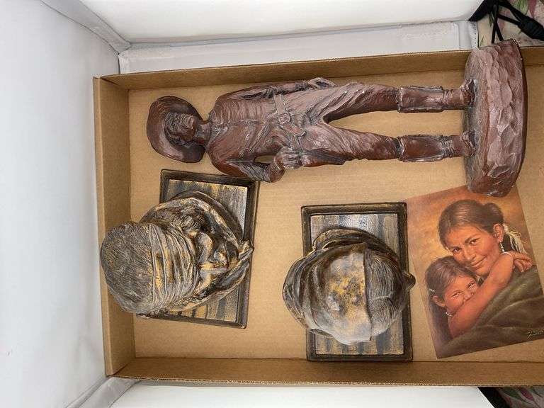 Western Figures: Cowboy Statue, Native American Busts & Print image