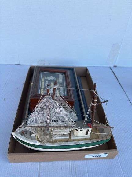 Nautical Decor Collection - Boat Model, Knot Displays, Lighthouse Print, and Nautical Chart image
