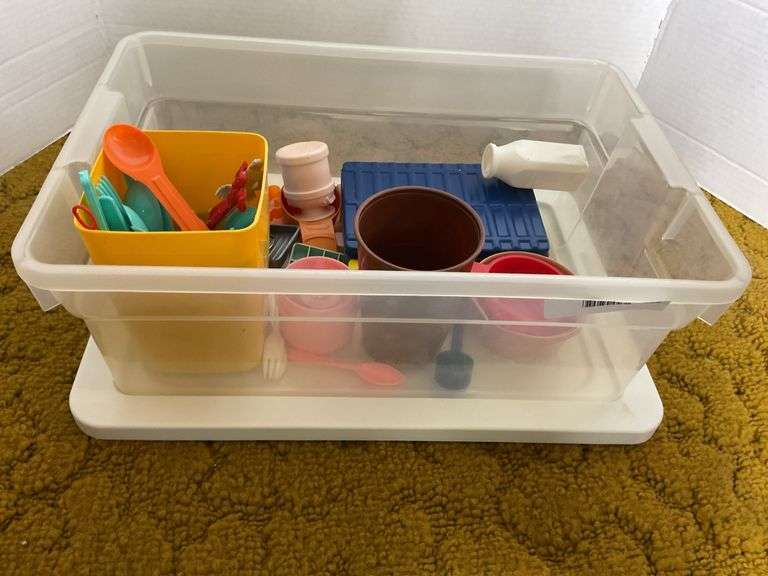 Plastic Toy Kitchen and Play Food Lot image