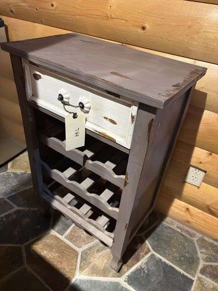 Painted Wine Rack with Drawer, 21" x 13" x 33" image