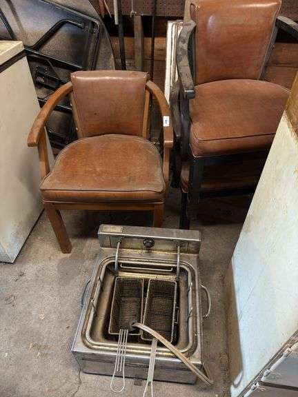 Two Leather Chairs and Hotpoint Deep Fryer image