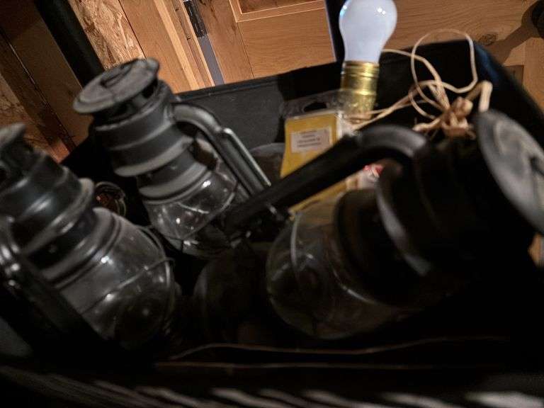 Group of Oil Lamps and Various Household Items image