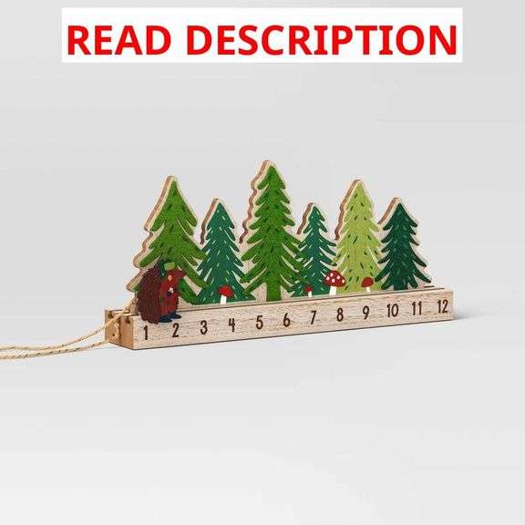 Wooden Holiday Advent Calendar with Hedgehog and Trees image