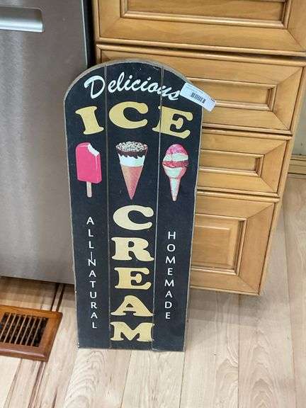 Ice Cream Parlor Style Wooden Sign image