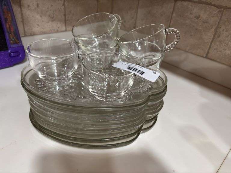 Clear Glass Cup and Plate Set image