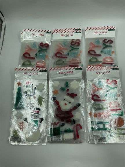 Lot of 6 Holiday Gel Clings Window Decorations image
