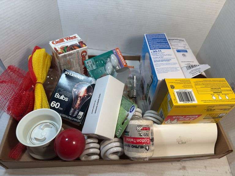 Mixed Box of Light Bulbs and Household Items image