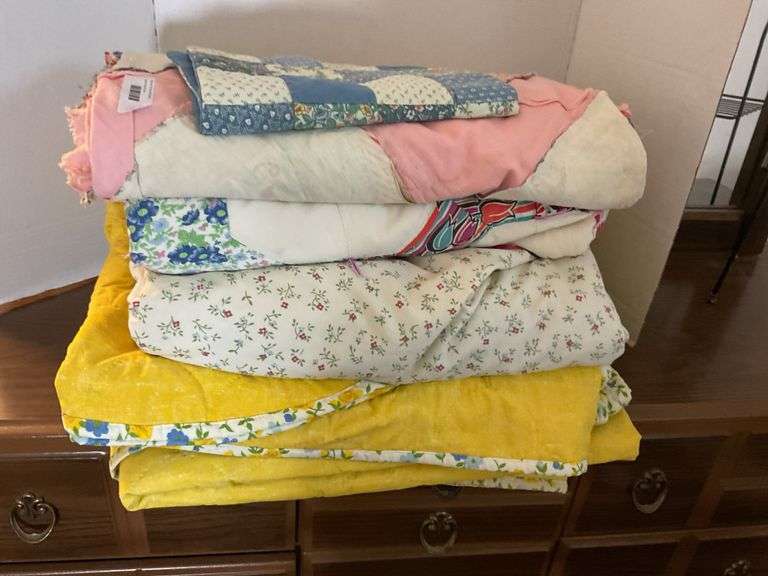 Assorted Decorative Fabric Quilts - Stack of 6 image