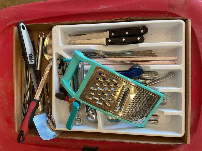 Mixed Lot of Kitchen Utensils and Cutlery in Organizer image