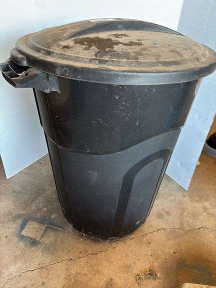 Large Black Outdoor Trash Can with Lid image