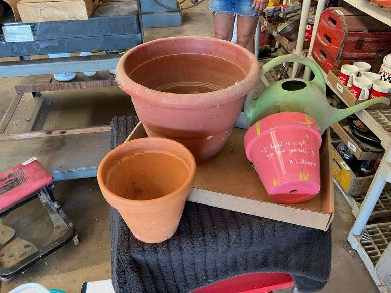 Flower Pots and Watering Can image