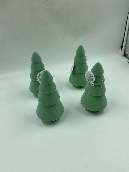 Set of Four Green Tiered Christmas Tree Decorations image