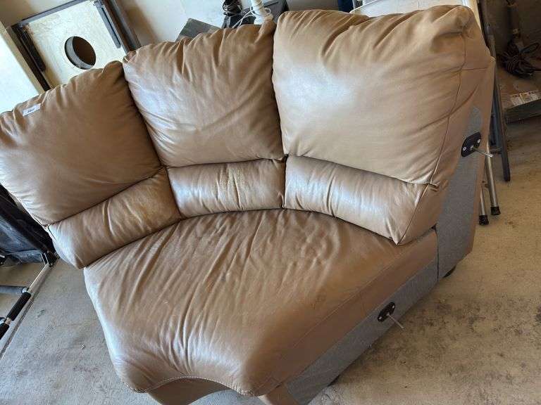 Contemporary Tan Leather Corner Chair Sectional, 59x36x34 image