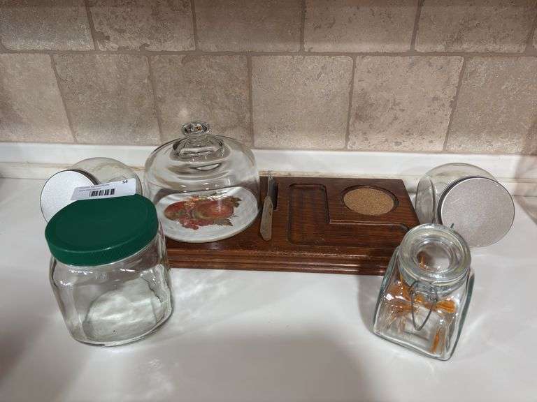 Cheese Board with Dome and Assorted Jars image