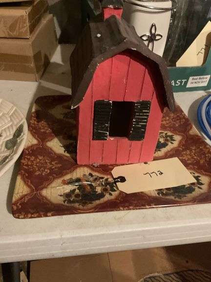 Handmade Decorative Red Barn on Decorative Tray image