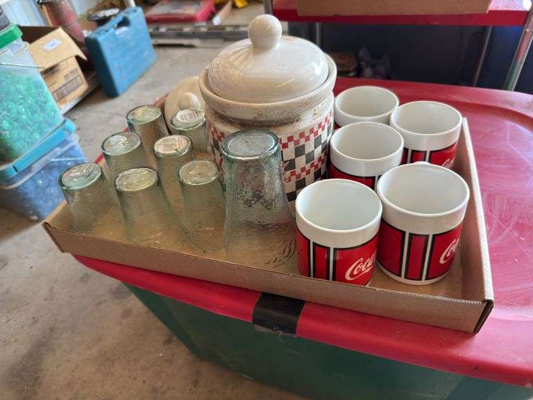 Coca-Cola Collectible Set: Glasses, Mugs, and Jar image