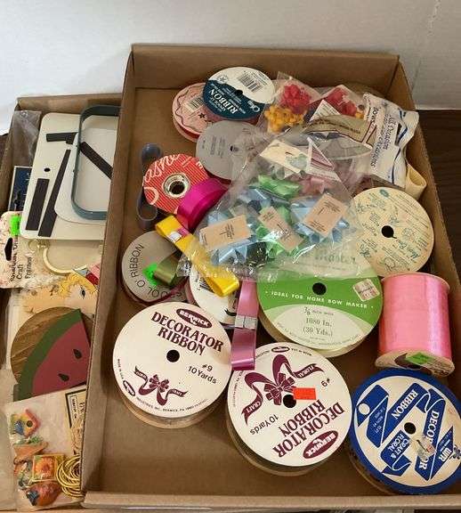 Crafting Supplies Lot - Ribbons, Bows, Frames, and More image