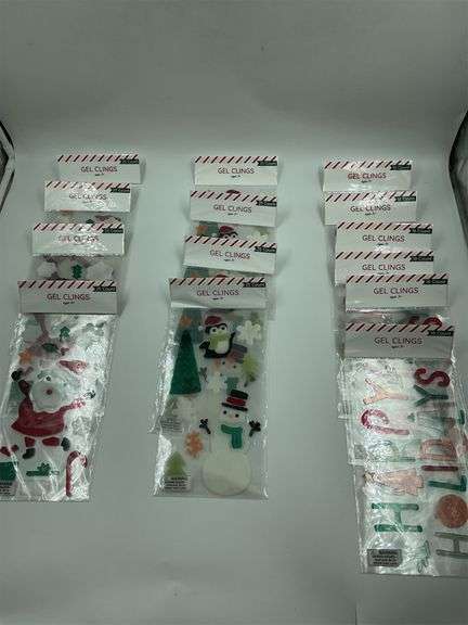 Lot of Holiday Gel Clings - Santa, Snowman, & More image