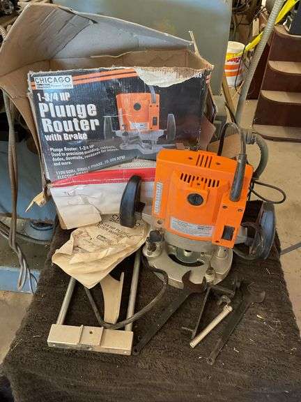 Chicago Electric Power Tools 1-3/4 HP Plunge Router with Brake image