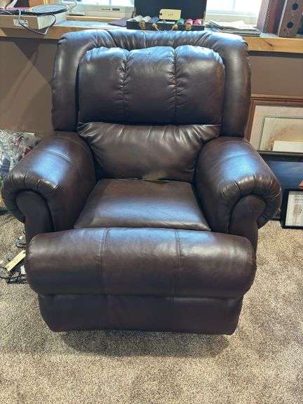 Brown Leather Recliner Chair, 40" x 43" x 41" image
