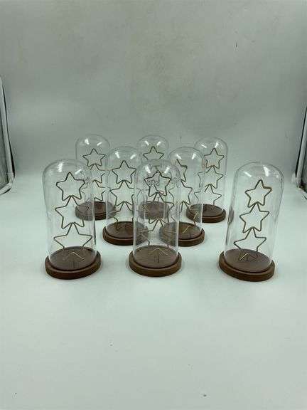 Set of 9 Decorative Glass Cloche Domes with Star Inserts image