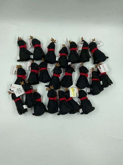 Lot of 24 Plush Dog Reindeer Christmas Ornaments image