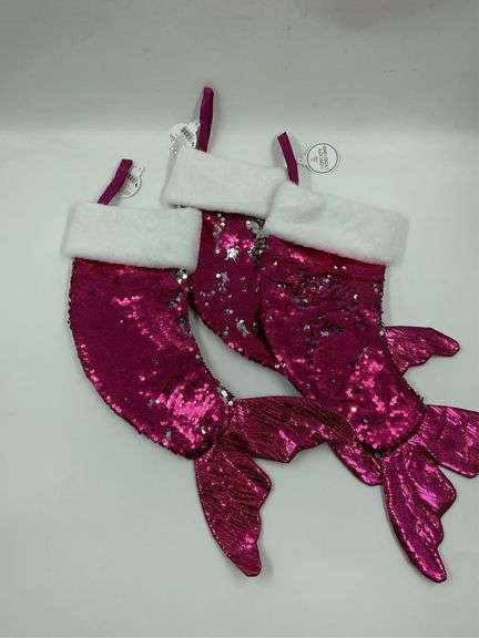 Set of 3 Mermaid Tail Christmas Stockings image