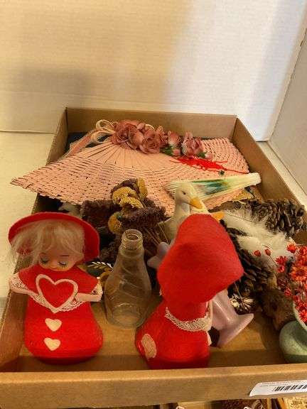Mixed Lot: Dolls, Paper Fans, and Decorative Items image