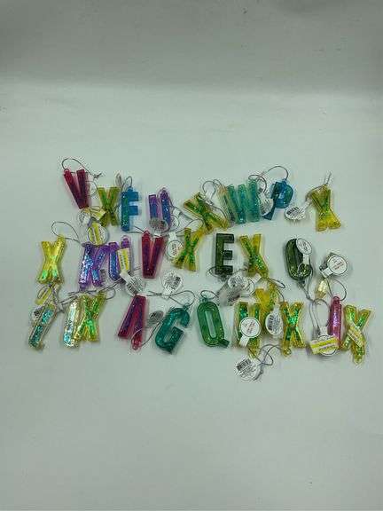 Assorted Glitter Letter Initial Christmas Ornaments, 33 pieces image